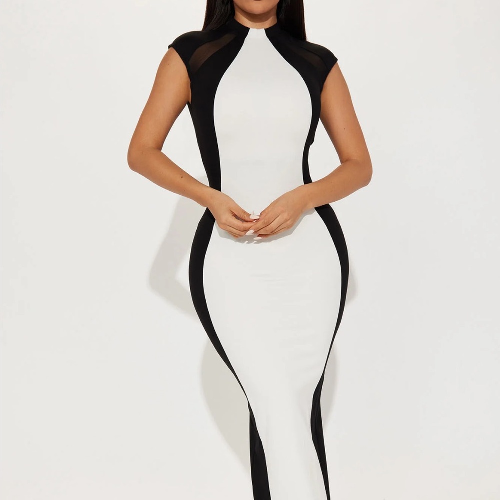 Elegant Black and White Women's Dress
